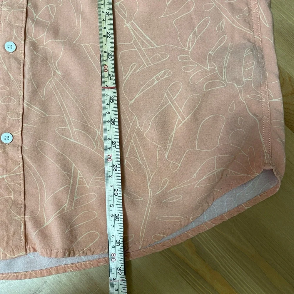 Billabong Patrick Mens L Peach Monstera Leaf Tropical‎ Viscose Button Down Shirt